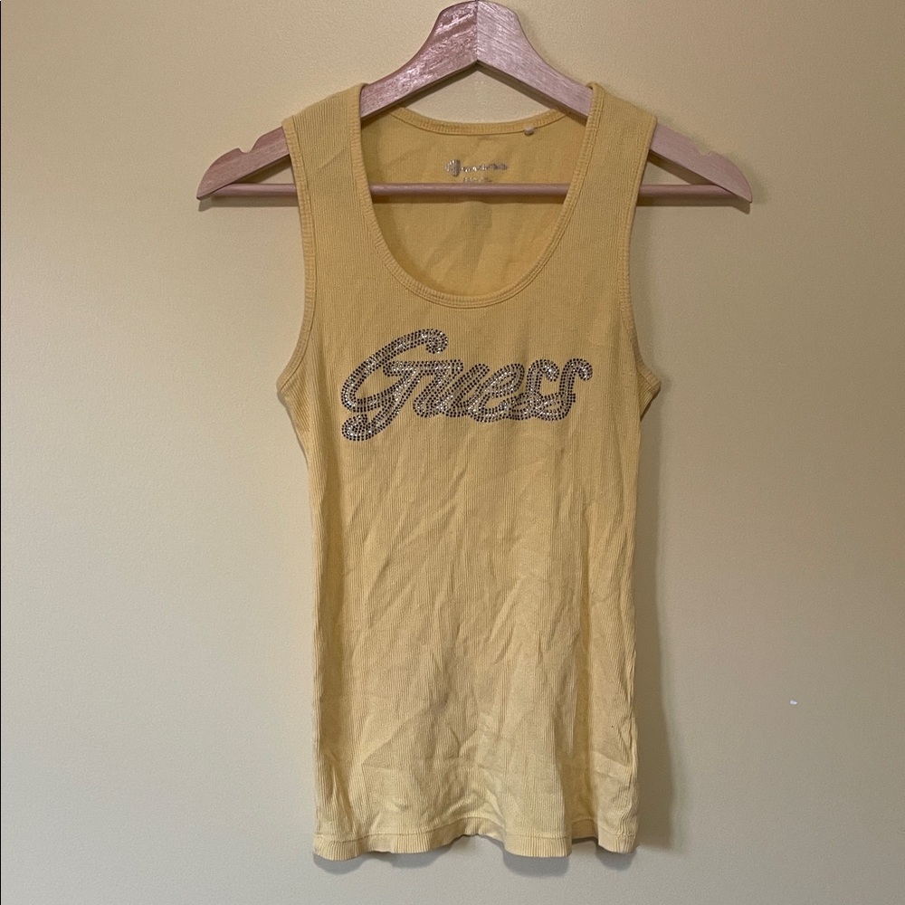 Guess Mustard Tank Top with Logo